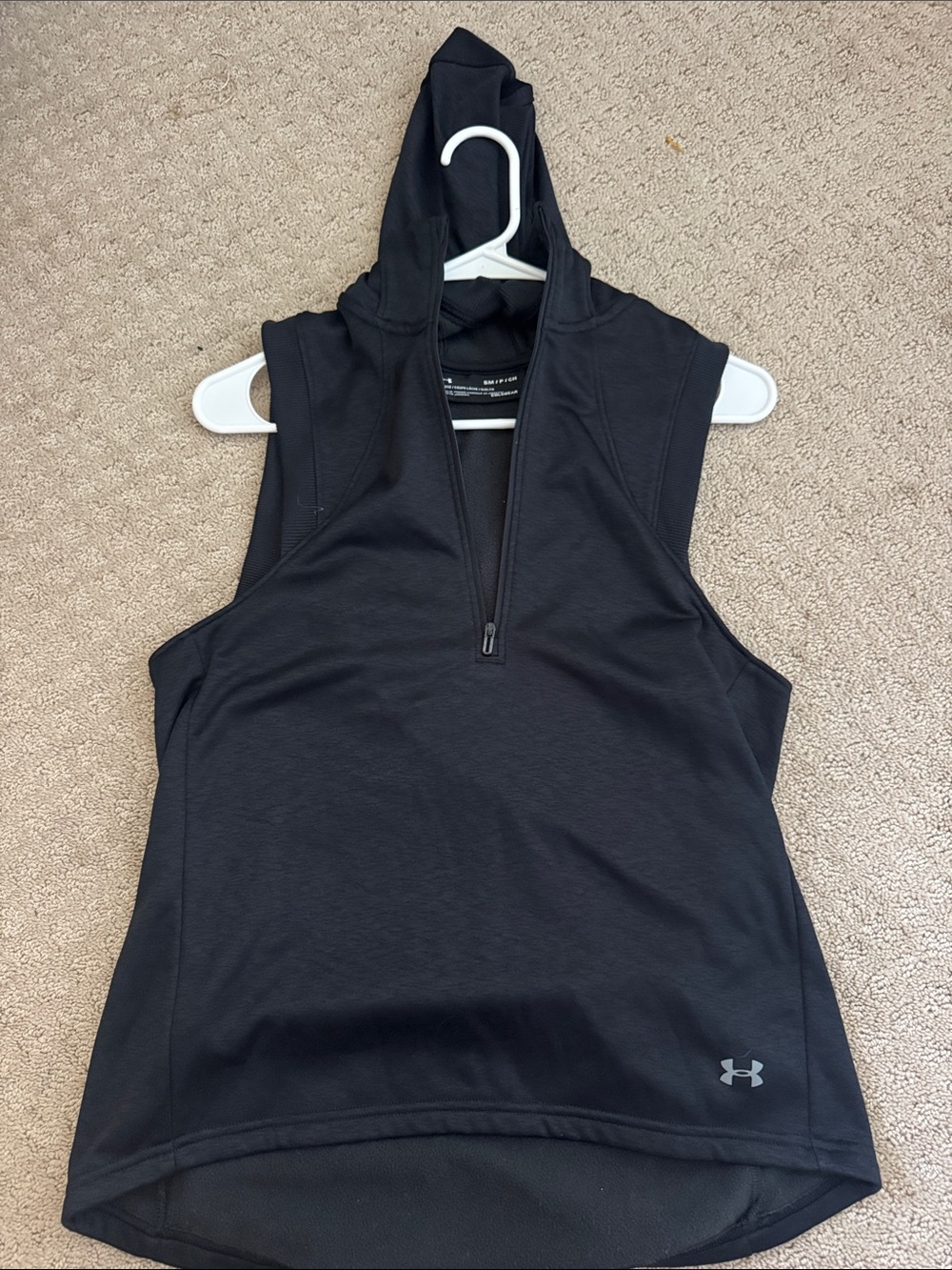 Under Armour Women's Black Sleeveless Hooded Zip Tank Vest